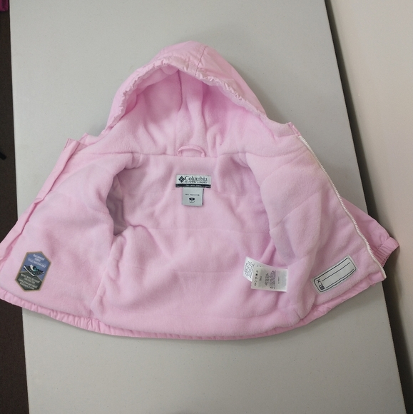 Columbia Snowsuit Pink 12M Jacket Bib Set Waterproof Fleece Hood Pockets - Picture 12 of 14